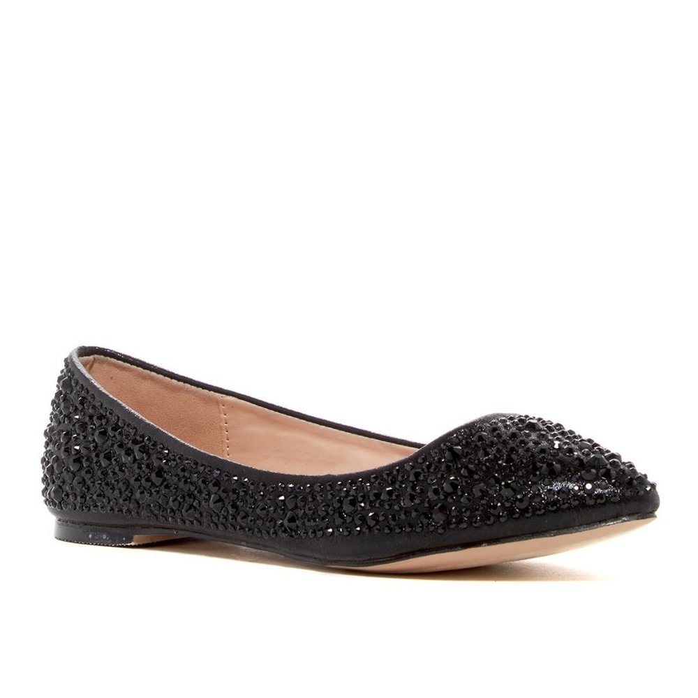 Lauren Lorraine New Flats Crystal Jewel Shoe BLACK Women's 5.5 NIB